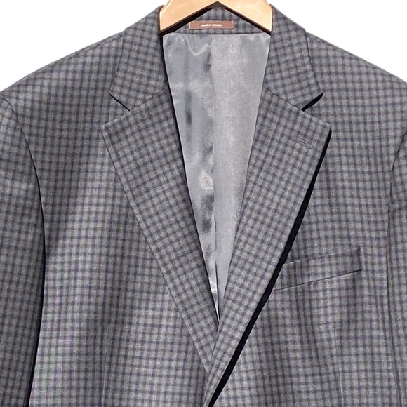 PETER MILLAR Men’s 100% Wool Blue Check Two Button Sport Coat Double Vent 44R - Picture 3 of 11